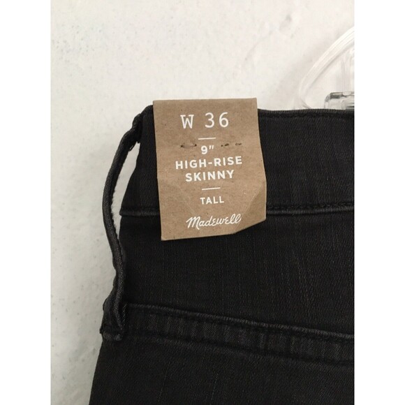 Madewell Jean Curvy 9" High Rise Skinny Black Size W36 Taller distressed #3 - Picture 9 of 12